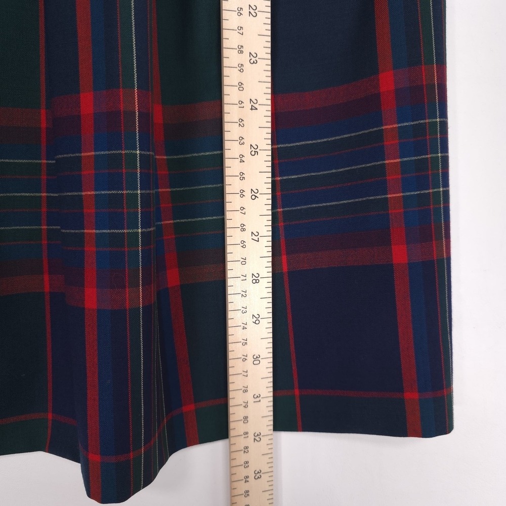 PENDLETON Plaid 100% Virgin Wool Skirt Knee Lenght Vintage USA Made Size 8 Check - Picture 5 of 11